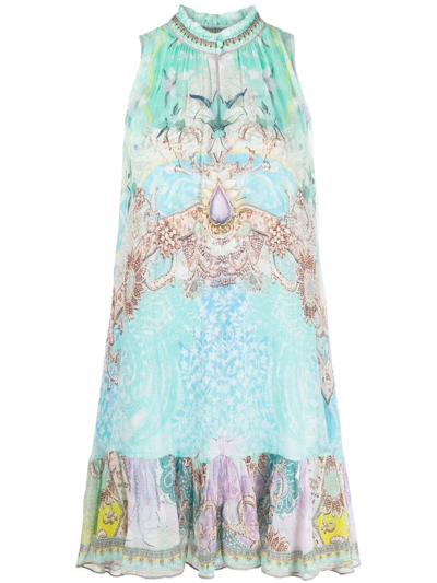 Shop Camilla Graphic-print Day Dress In Blue