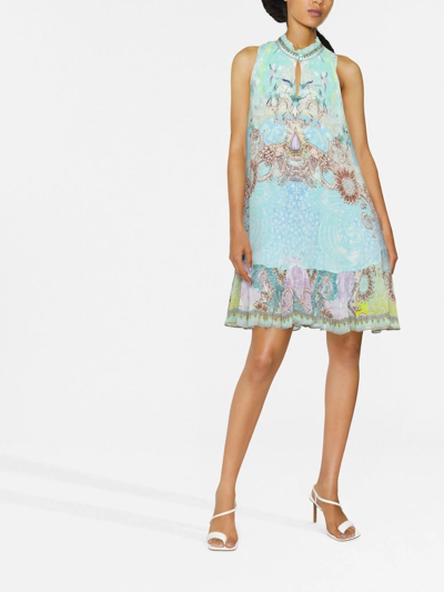 Shop Camilla Graphic-print Day Dress In Blue