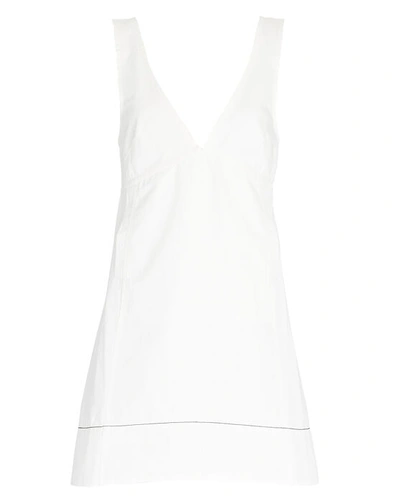 Shop Proenza Schouler White Label V-neck Cotton-linen Mini Dress In White