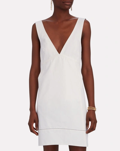 Shop Proenza Schouler White Label V-neck Cotton-linen Mini Dress In White
