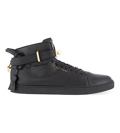 Shop Buscemi Leather Mid-top Trainers In Black