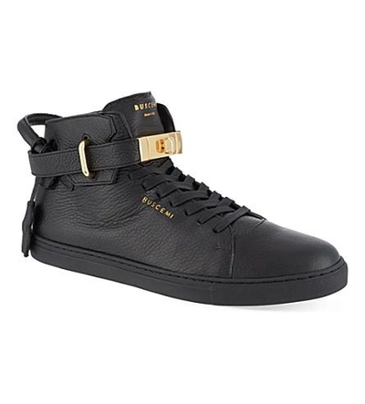 Shop Buscemi Leather Mid-top Trainers In Black
