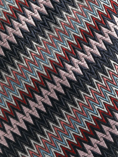 Shop Missoni All-over Zigzag-print Tie In Blue