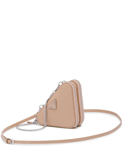 Shop Prada Mini Triangle Crossbody Bag In Neutrals