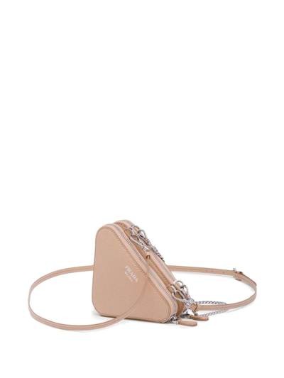 Shop Prada Mini Triangle Crossbody Bag In Neutrals