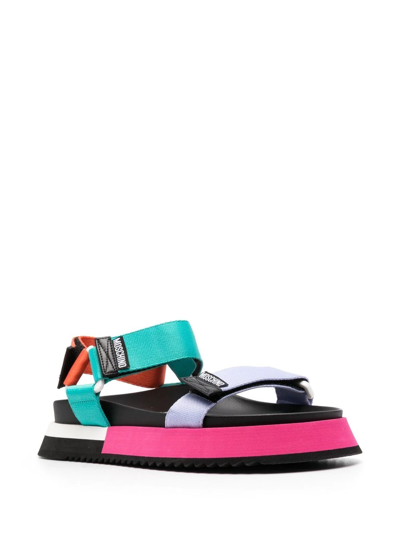 Shop Moschino Colour-block Sandals In Purple