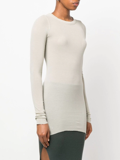 Shop Rick Owens Ribbed-knit Long-sleeved T-shirt In Neutrals