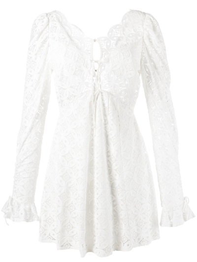 Shop For Love & Lemons Charmaine Lace Mini Dress In White