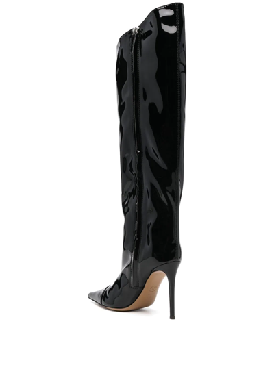 Shop Alexandre Vauthier Patent Leather Pointed-toe Boots In Black