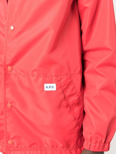 Shop Apc Logo-patch Shirt Jacket In Red
