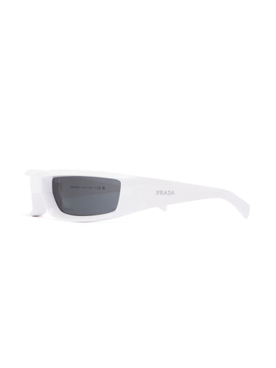 Shop Prada Logo Square-frame Sunglasses In White