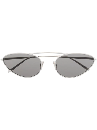 Saint Laurent Cat-eye Silver-tone Sunglasses In Silver