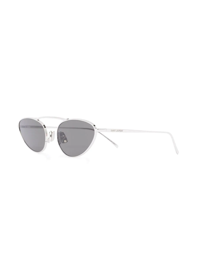 Shop Saint Laurent Cat-eye Tinted Sunglasses In Silver