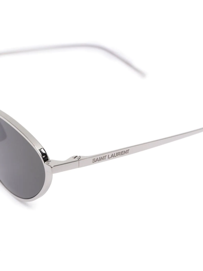 Shop Saint Laurent Cat-eye Tinted Sunglasses In Silver