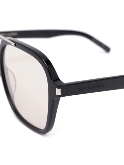 Shop Saint Laurent Pilot-frame Sunglasses In Black