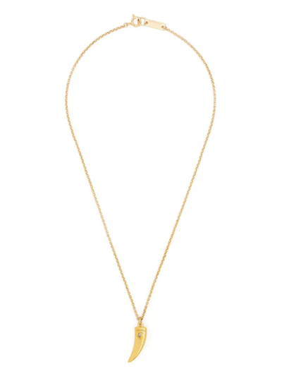 Shop Isabel Marant Crystal-tooth Pendant Necklace In Gold