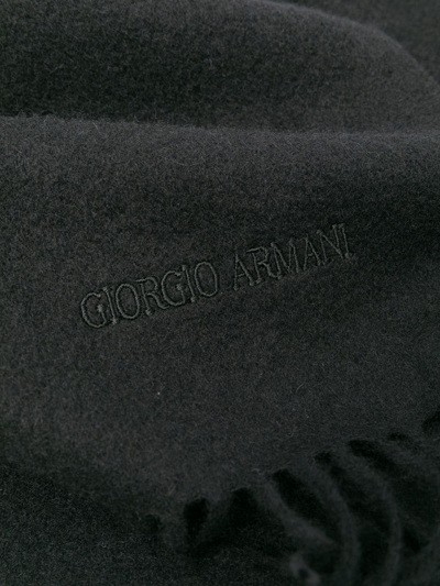 Shop Giorgio Armani Felted Cashmere Scarf In Black