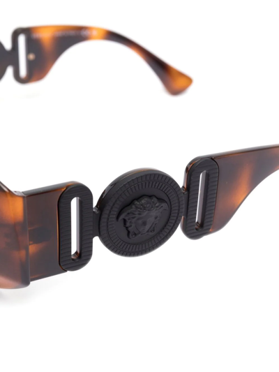 Shop Versace Medusa Oval-frame Sunglasses In Brown