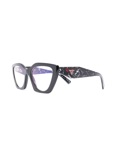 Shop Prada Tortoiseshell-effect Logo Glasses In Black