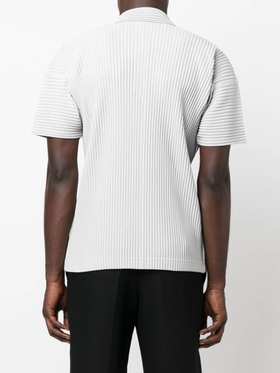 Shop Issey Miyake Pleated Polo Shirt In Grey