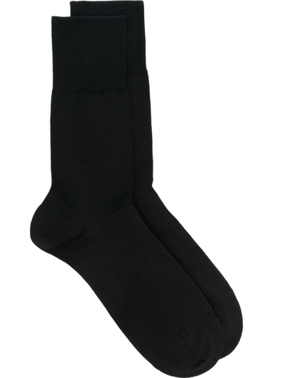 Shop Falke Airport Fine Knit Socks In Black
