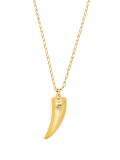 Shop Isabel Marant Crystal-tooth Pendant Necklace In Gold