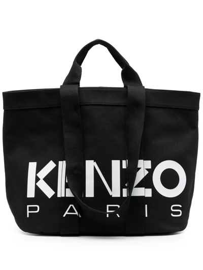 Shop Kenzo Logo-print Tote Bag In Black