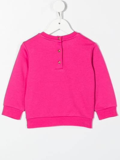 Shop Balmain Logo-print Cotton Sweatshirt In Pink