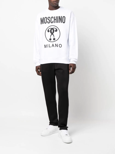 Moschino Black Double Question Logo Track Pants In Black