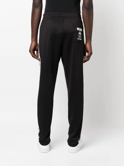 Moschino Black Double Question Logo Track Pants In Black