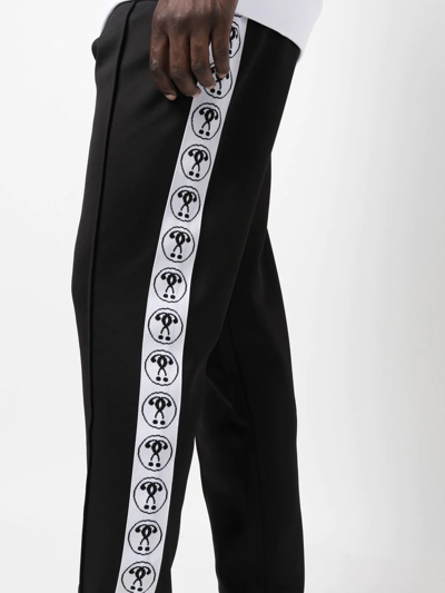Moschino Black Double Question Logo Track Pants In Black