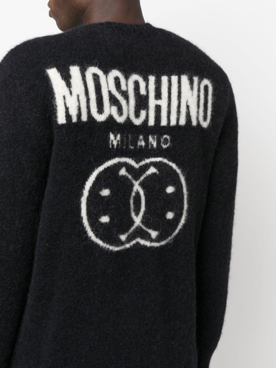 Shop Moschino Logo-print Cardigan In Black