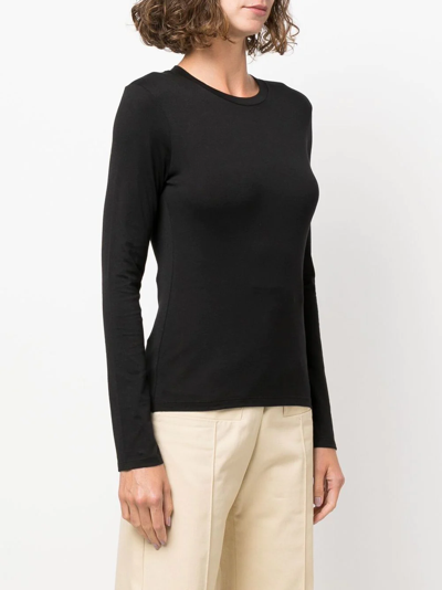 Theory Long-sleeved Cotton T-shirt In Black
