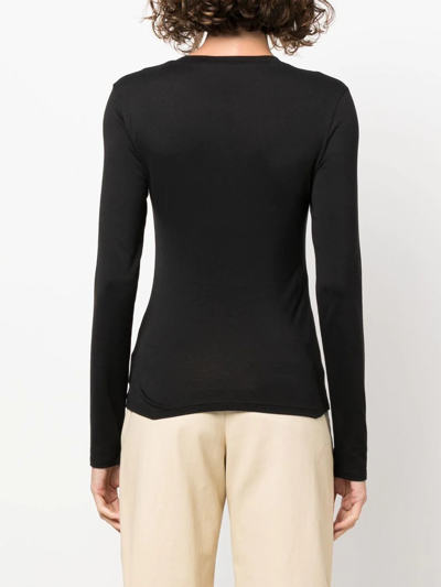 Shop Theory Long-sleeved Cotton T-shirt In Black