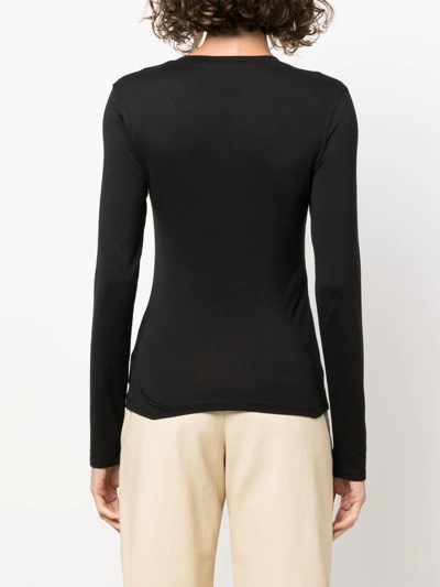 Theory Long-sleeved Cotton T-shirt In Black