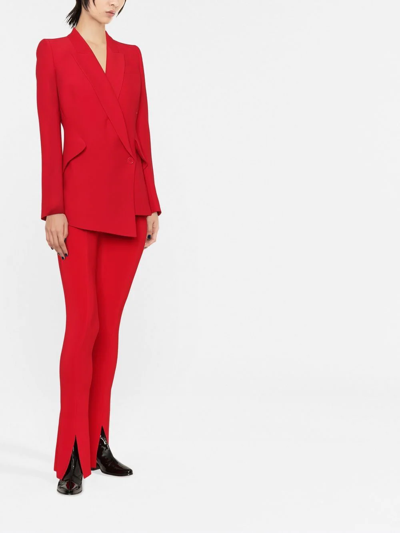 Shop Norma Kamali High-waisted Flared Trousers In Red