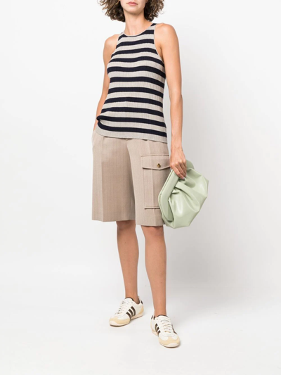 Shop Theory Striped Ribbed-knit Top In Neutrals