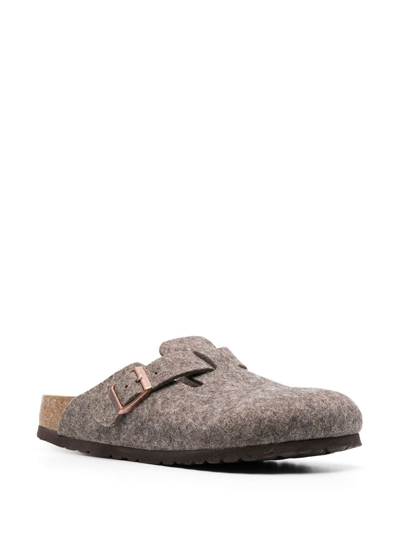 Birkenstock Boston Buckle-embellished Slippers In Brown