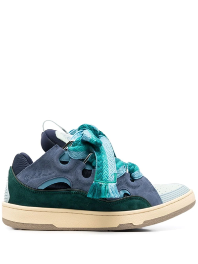 Shop Lanvin Curb Lace-up Sneakers In Blue