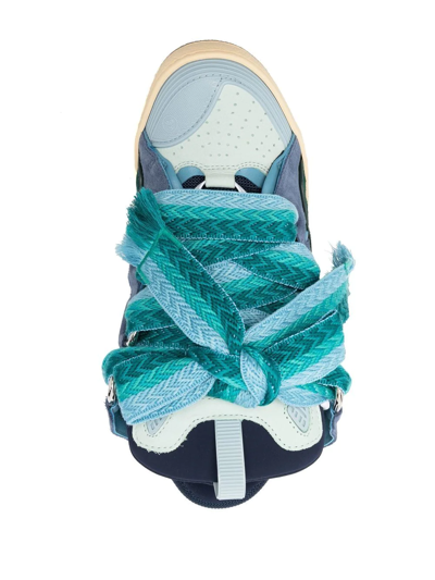 Shop Lanvin Curb Lace-up Sneakers In Blue