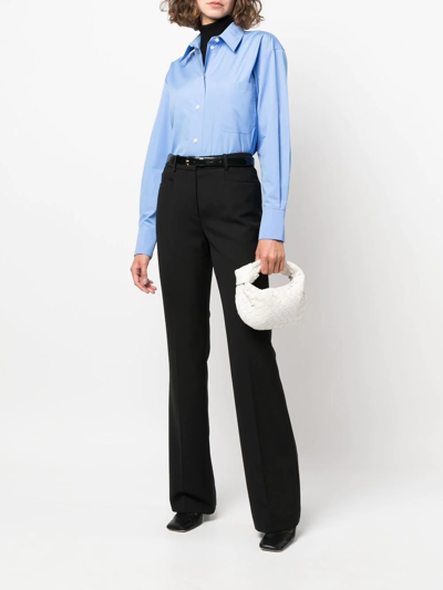 Shop Victoria Beckham Long-sleeve Cotton Shirt In Blue