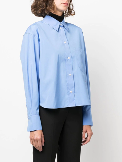 Shop Victoria Beckham Long-sleeve Cotton Shirt In Blue