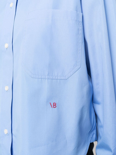 Shop Victoria Beckham Long-sleeve Cotton Shirt In Blue