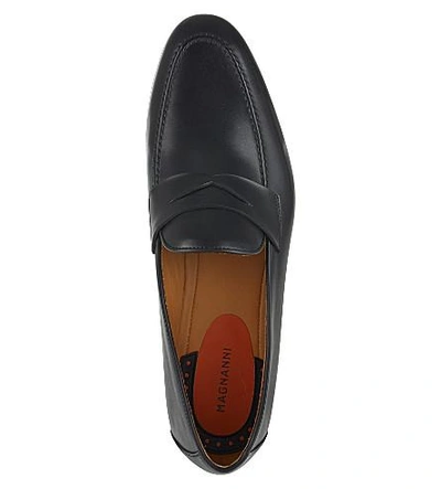 Shop Magnanni Roberto Leather Loafers In Black