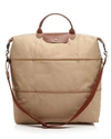 Longchamp Le Pliage Expandable Travel Duffel Nylon Weekender In Beige