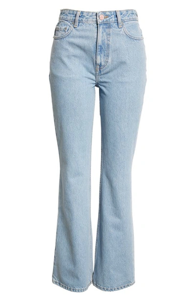 Shop Ganni Betzy High Waist Rigid Bootcut Jeans In Light Blue Stone