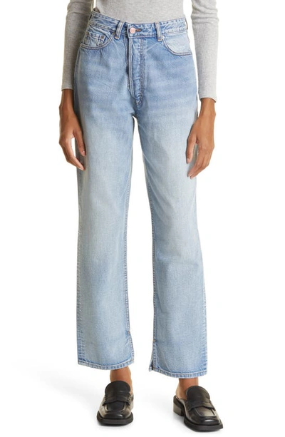 Shop Ganni Figni Dual Button Fly Jeans In Light Blue Vintage