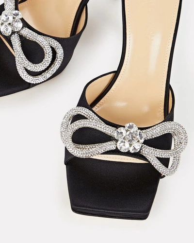 Shop Mach & Mach Double Bow Crystal-embellished Mules In Black