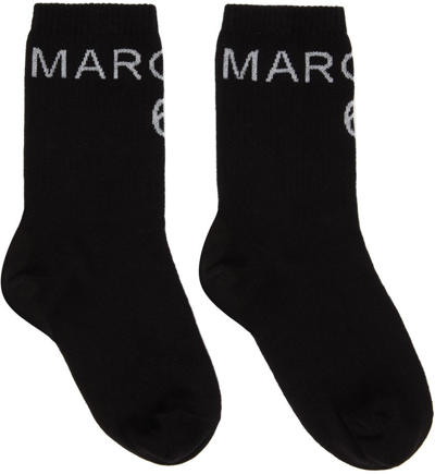 Shop Mm6 Maison Margiela Black Logo Socks In 001f Black/white