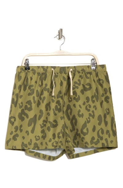 Shop Abound Recycled 5" Volley Swim Shorts In Olive Eyes Leopard